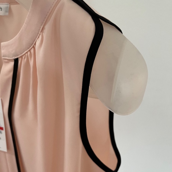 Calvin Klein Basic Casual Career Pink Black Trim Sleeveless Blouse XS - Picture 6 of 7